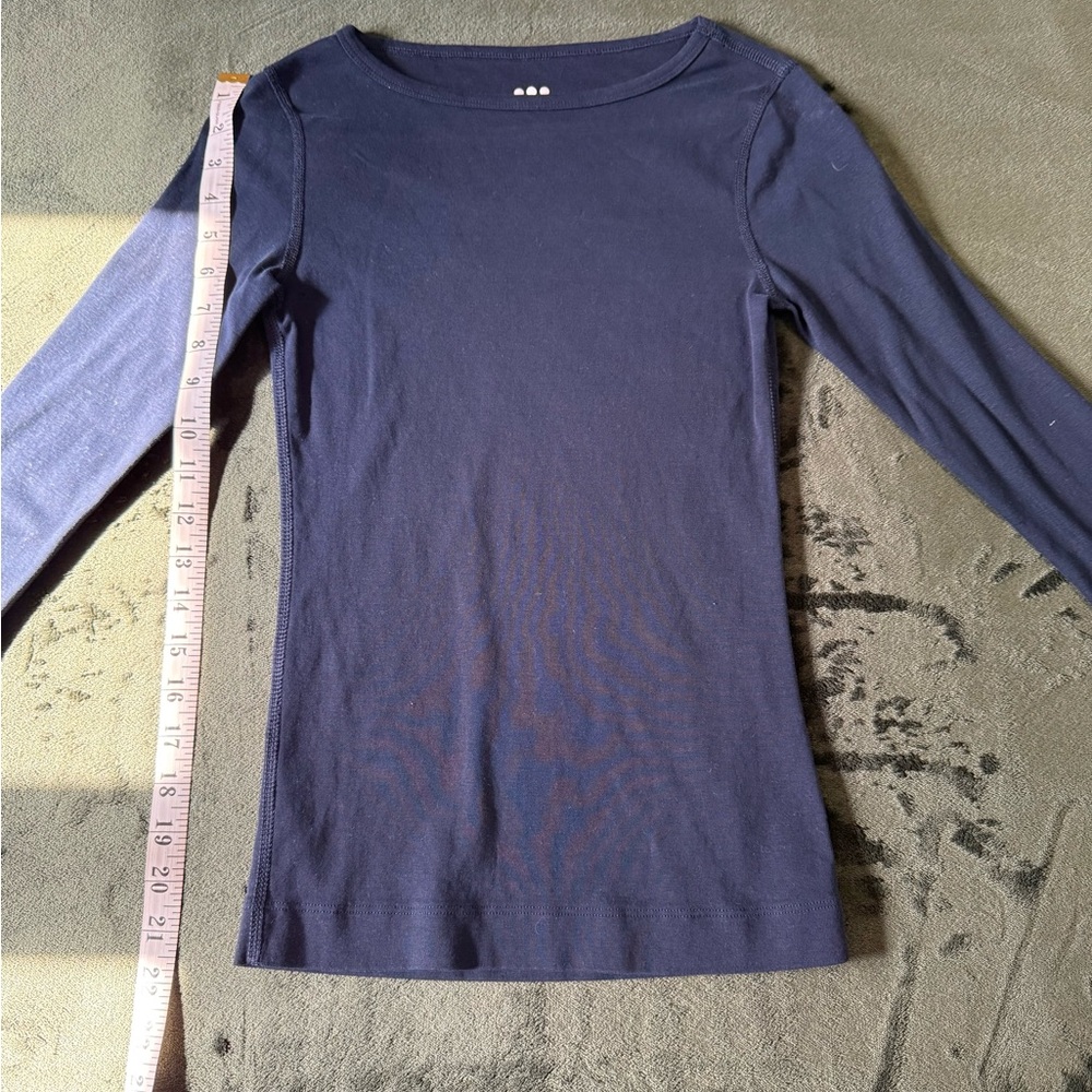 Three Dots Navy Blue Women's Long Sleeve Top